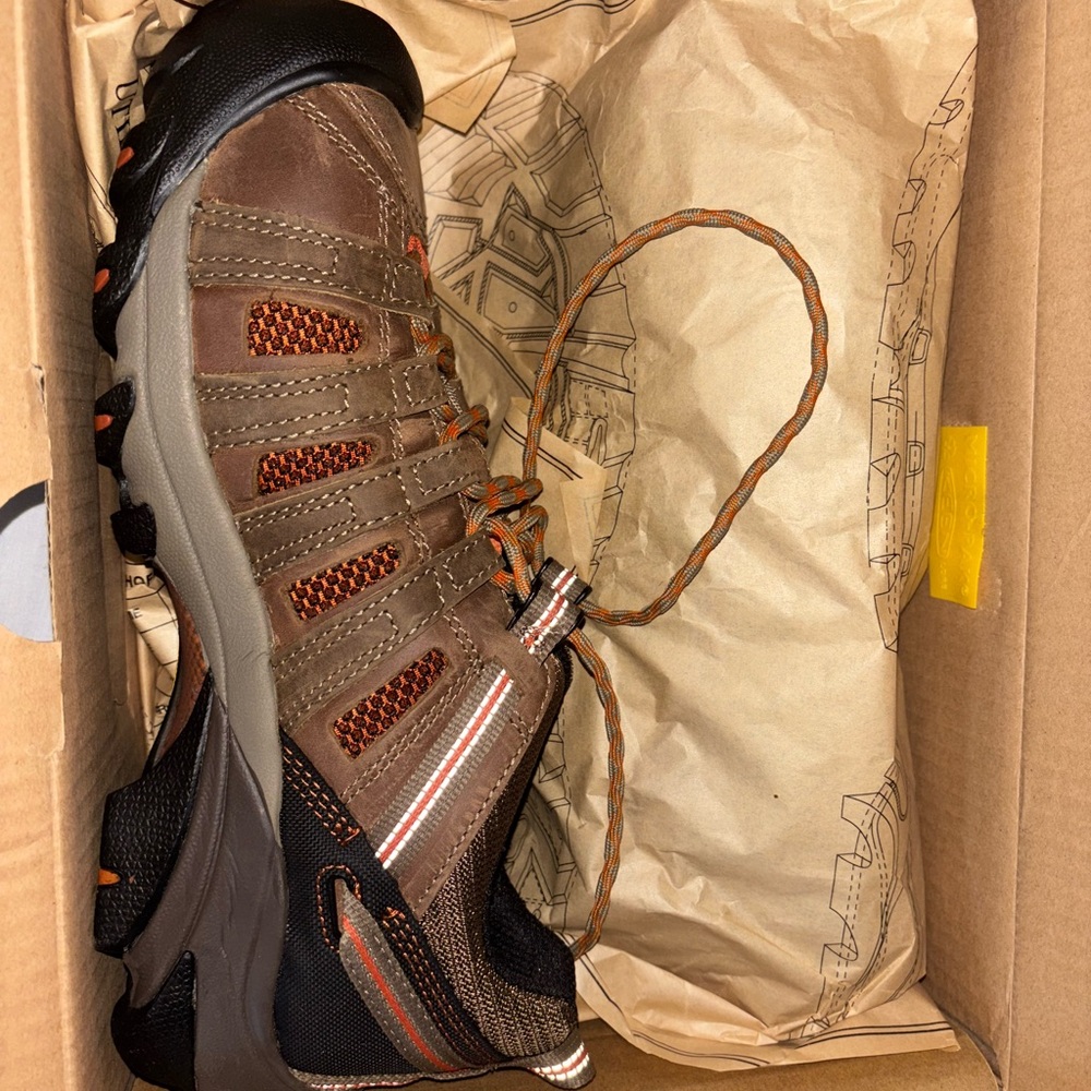 New Keen Men's Brown and Orange Steel Toe Shoes